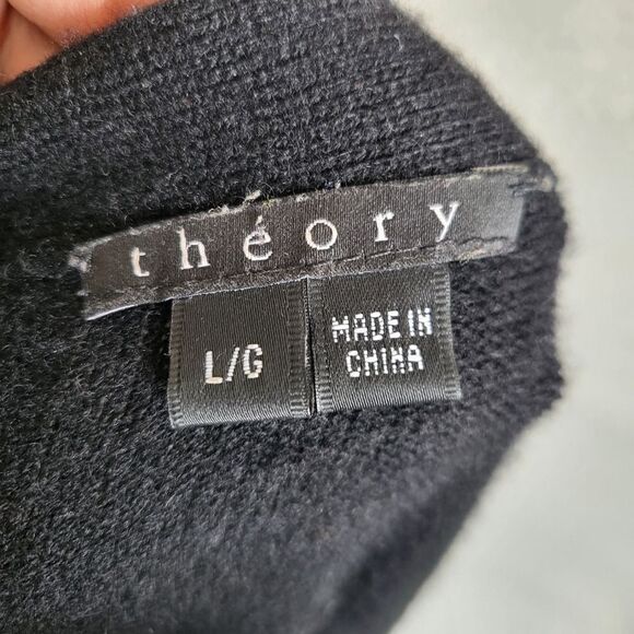 Theory Black Midi Amaya Cashmere Cardigan Size L - Picture 10 of 11
